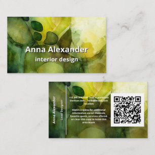 Luminous Flow   Green Abstract Watercolor  Business Card