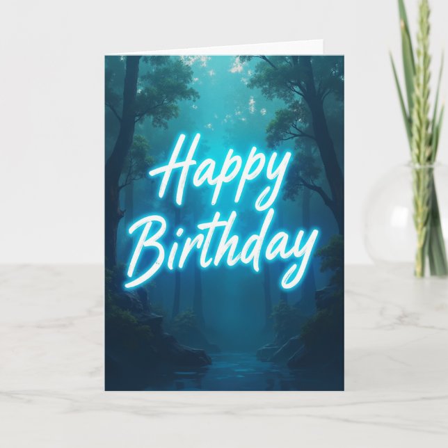 Luminous Forest Birthday Card (Front)
