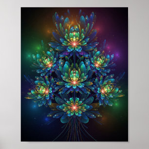 Luminous Fractal Flower Print