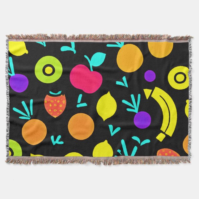 Luminous Fruit Fiesta Throw Blanket (Front)
