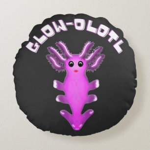 Luminous Galaxy Axolotl Digital Art  Round Cushion
