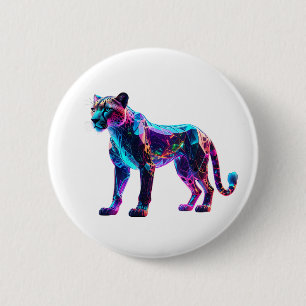 Luminous Glass Cheetah– Unique Luxury Home 6 Cm Round Badge