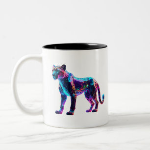 Luminous Glass Cheetah– Unique Luxury Home Two-Tone Coffee Mug