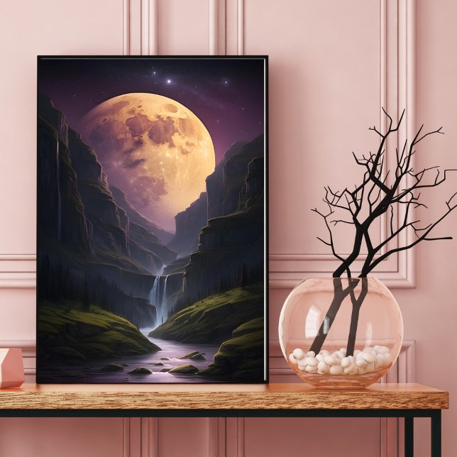 Luminous Glow Moon Mountain Scape Poster (Creator Uploaded)