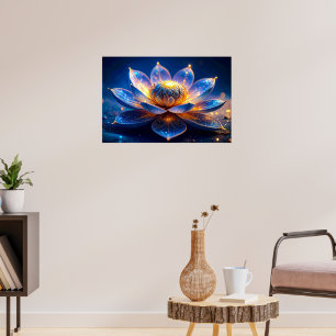 Luminous Glowing Lotus Flower Poster