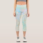 Luminous Gold Floral on Pastels Capris