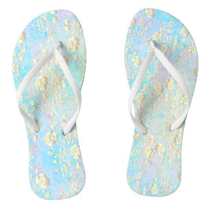 Luminous Gold Floral on Pastels Jandals