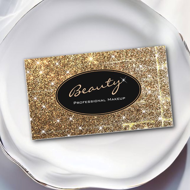 Luminous Gold Glitter Professional Beauty Makeup Business Card (Creator Uploaded)