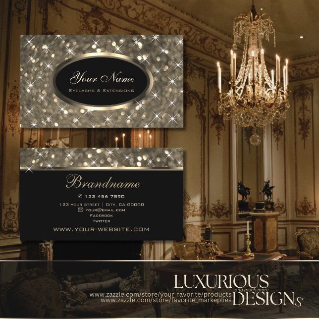 Luminous Gold Glitter Sparkle Tiny Stars Elegance Business Card (Creator Uploaded)