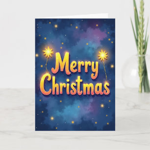 Luminous Golden Christmas Card