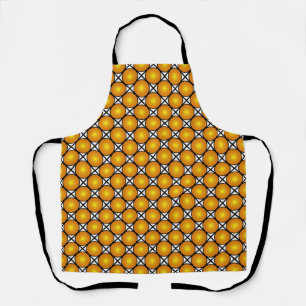Luminous Golden Dots Black White Lattice Pattern Apron