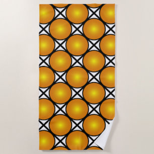 Luminous Golden Dots Black White Lattice Pattern Beach Towel
