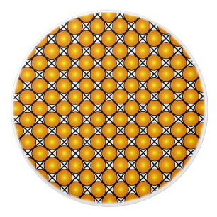 Luminous Golden Dots Black White Lattice Pattern Ceramic Knob