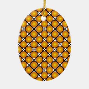 Luminous Golden Dots Black White Lattice Pattern Ceramic Tree Decoration