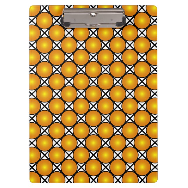 Luminous Golden Dots Black White Lattice Pattern Clipboard (Front)