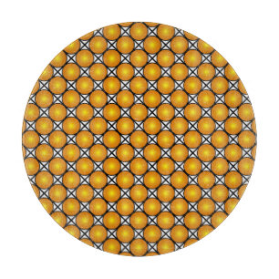 Luminous Golden Dots Black White Lattice Pattern Cutting Board