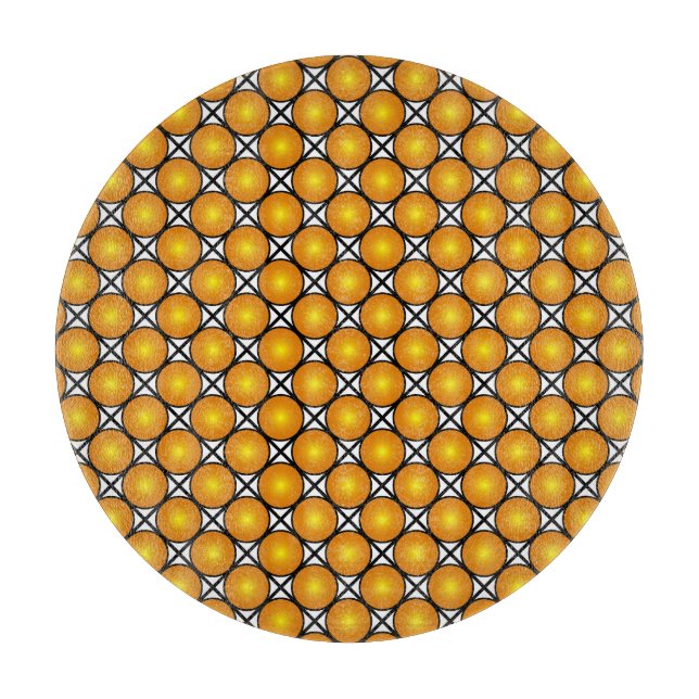 Luminous Golden Dots Black White Lattice Pattern Cutting Board (Front)