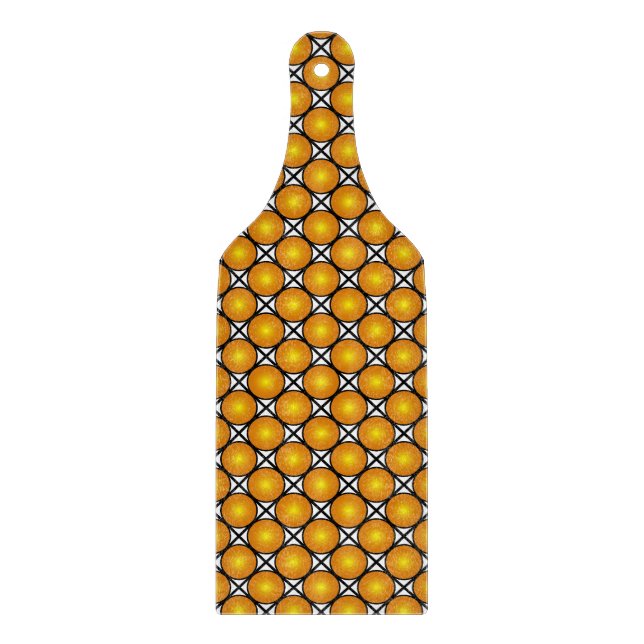 Luminous Golden Dots Black White Lattice Pattern Cutting Board (Front)