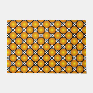 Luminous Golden Dots Black White Lattice Pattern Doormat