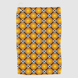 Luminous Golden Dots Black White Lattice Pattern Golf Towel