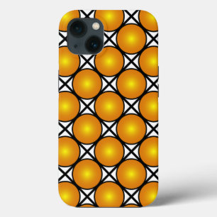 Luminous Golden Dots Black White Lattice Pattern iPhone 13 Case