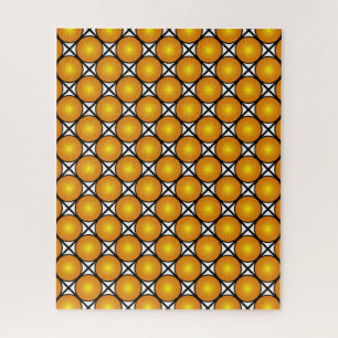 Luminous Golden Dots Black White Lattice Pattern Jigsaw Puzzle