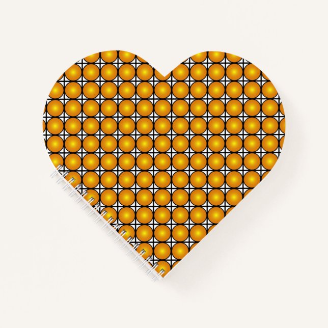 Luminous Golden Dots Black White Lattice Pattern Notebook (Front)