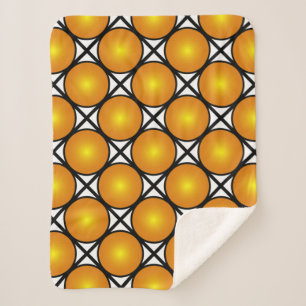 Luminous Golden Dots Black White Lattice Pattern Sherpa Blanket