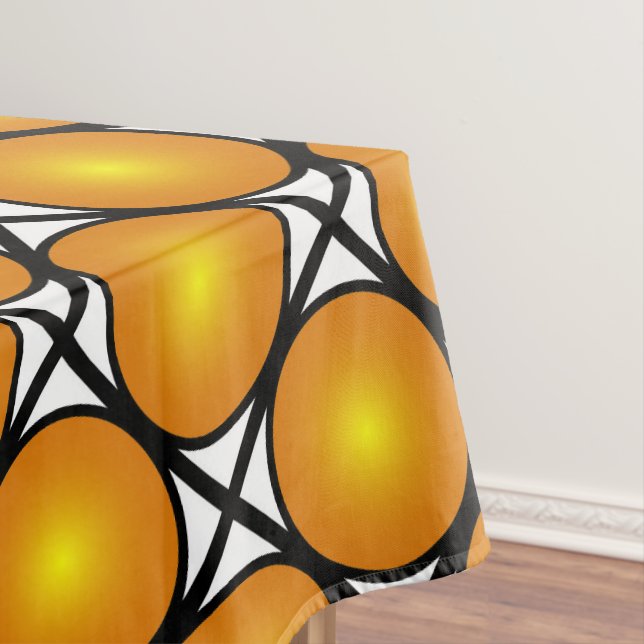 Luminous Golden Dots Black White Lattice Pattern Tablecloth (In Situ)