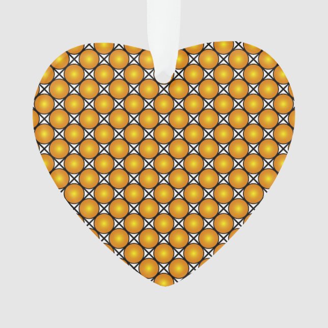 Luminous Golden Dots Black White Pattern Heart Ornament (Front)