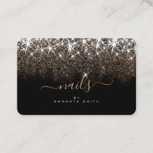 Luminous Golden Glitter Glam Stars Nails Designer Business Card