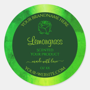 Luminous Green Marble Pattern Product Label Floral