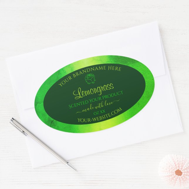 Luminous Green Marble Pattern Product Label Floral (Envelope)