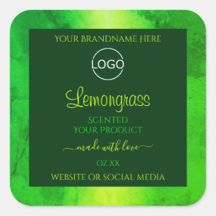 Luminous Green Marble Pattern Product Labels Logo