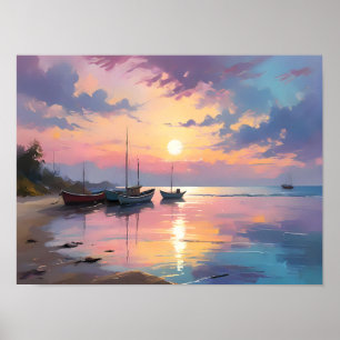 Luminous Impressionist Seaside Painting Art Poster