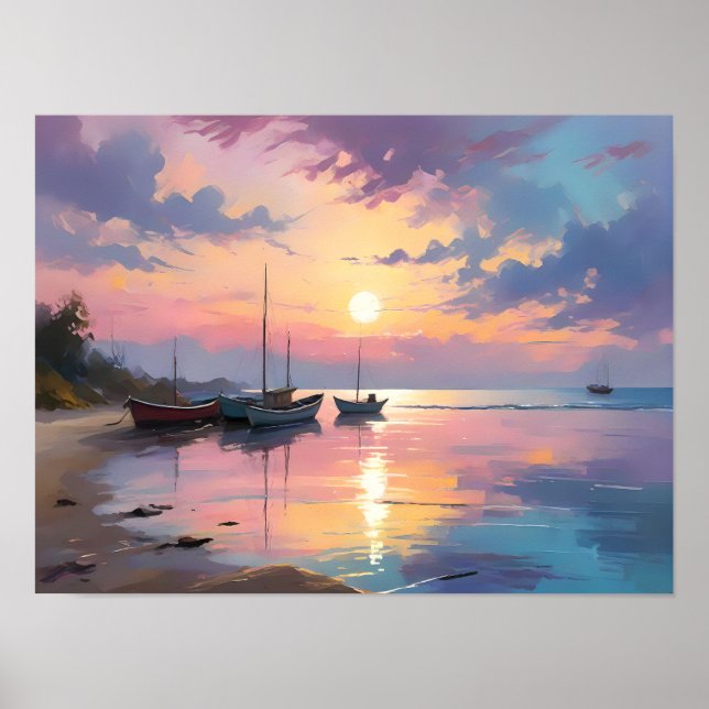 Luminous Impressionist Seaside Painting Art Poster (Front)