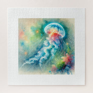 Luminous jellyfish 251024AREF103 - Watercolor Jigsaw Puzzle