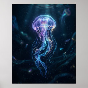 Luminous Jellyfish Ocean Glow Poster