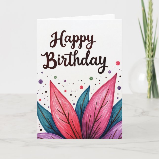 Luminous Leafy Birthday Card (Front)