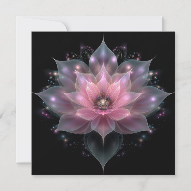 Luminous Lotus Flower - Light Pink Black Floral  Invitation (Front)