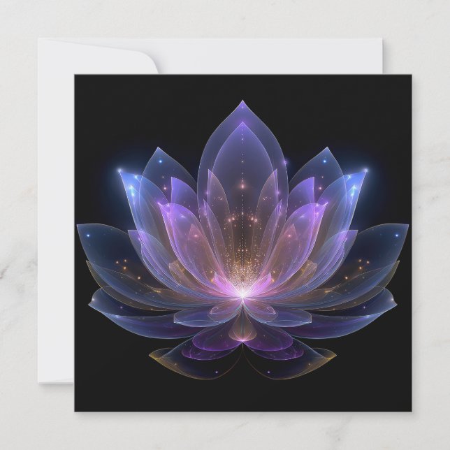 Luminous Lotus Flower - Purple Blue Black Floral Invitation (Front)