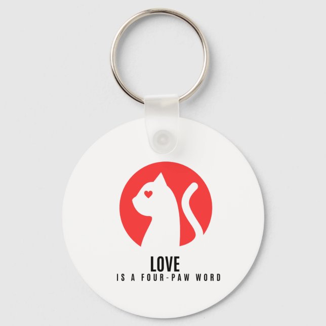 Luminous Love Cat Silhouette Key Ring (Front)