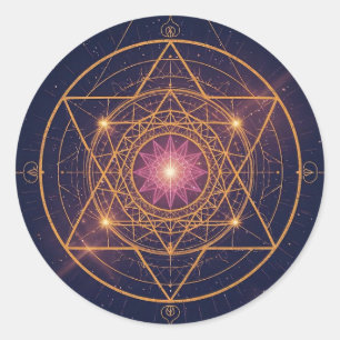 Luminous Mandala of Golden Harmony Classic Round Sticker