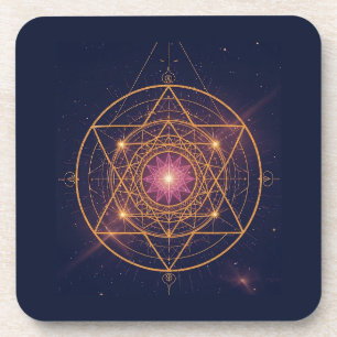Luminous Mandala of Golden Harmony Coaster