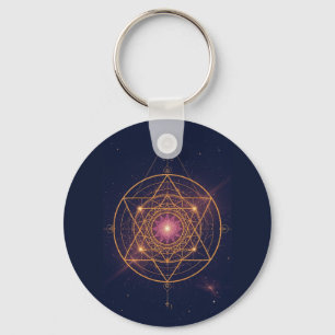 Luminous Mandala of Golden Harmony Key Ring