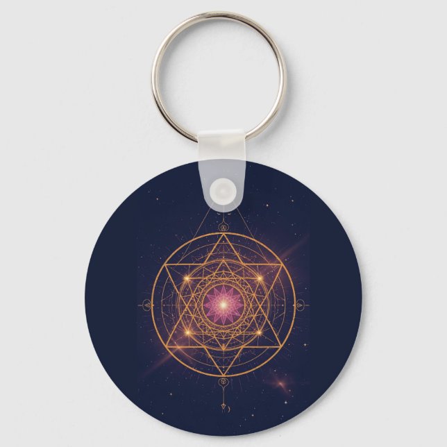 Luminous Mandala of Golden Harmony Key Ring (Front)