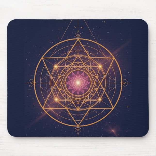 Luminous Mandala of Golden Harmony Mouse Pad (Front)