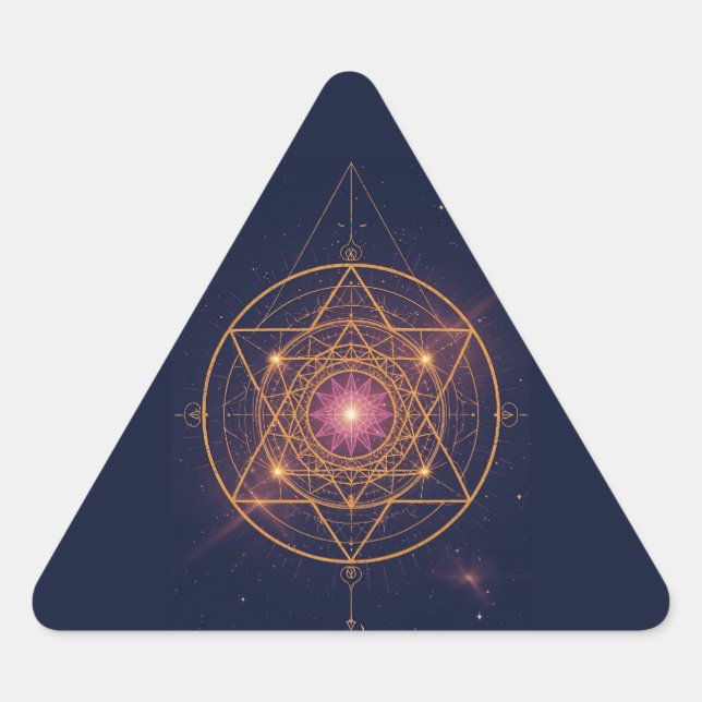 Luminous Mandala of Golden Harmony Triangle Sticker (Front)