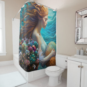 Luminous Mermaid and Gems Shower Curtain
