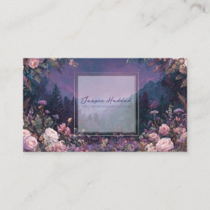 Luminous Nightfall Blue Floral Business Card
